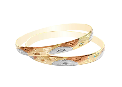 Tri Tone Plated | Diamond Cut Bangles